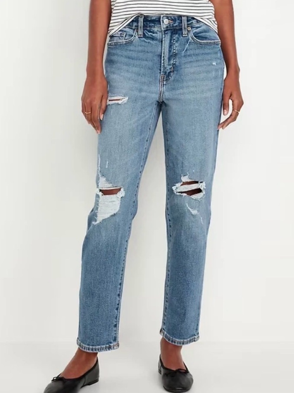 Old Navy Women's O.G. Straight Distressed Blue Jeans size 8